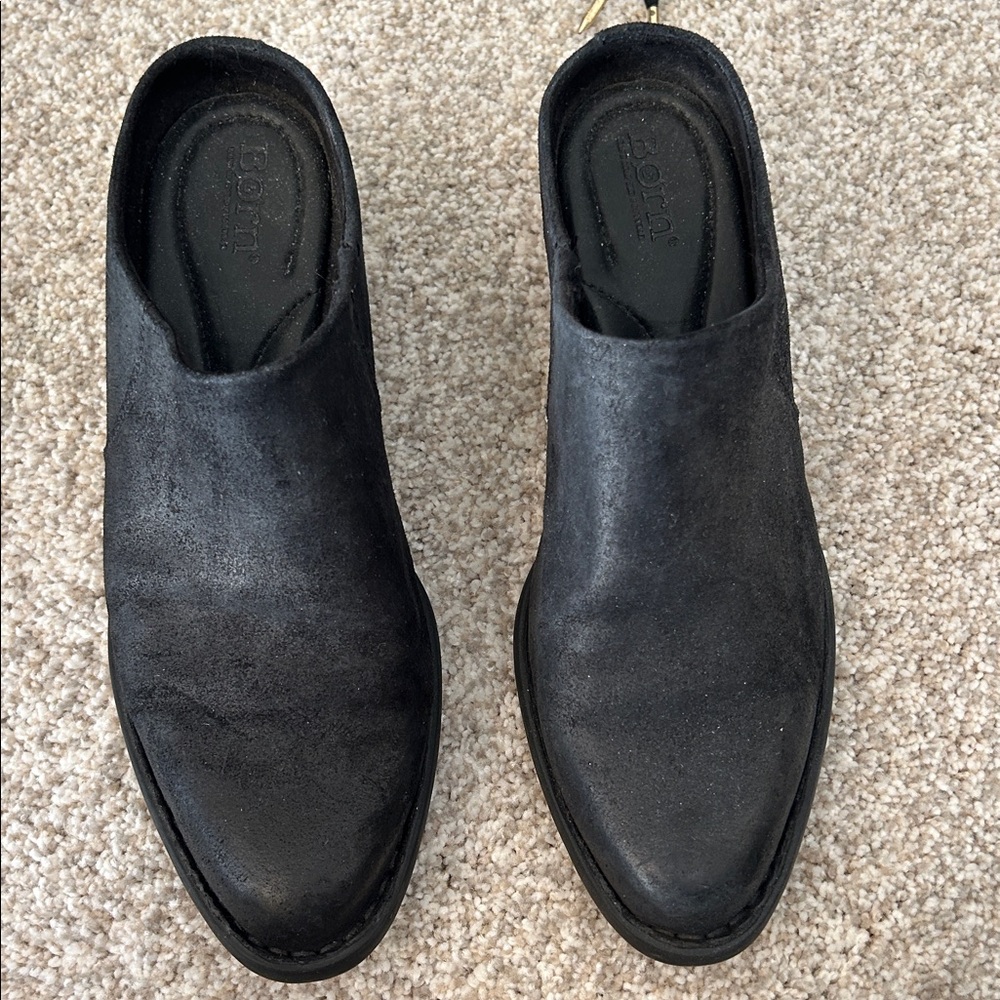 Born Black Leather Mules